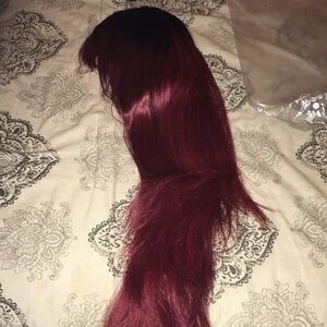 Red & black wig with bangs